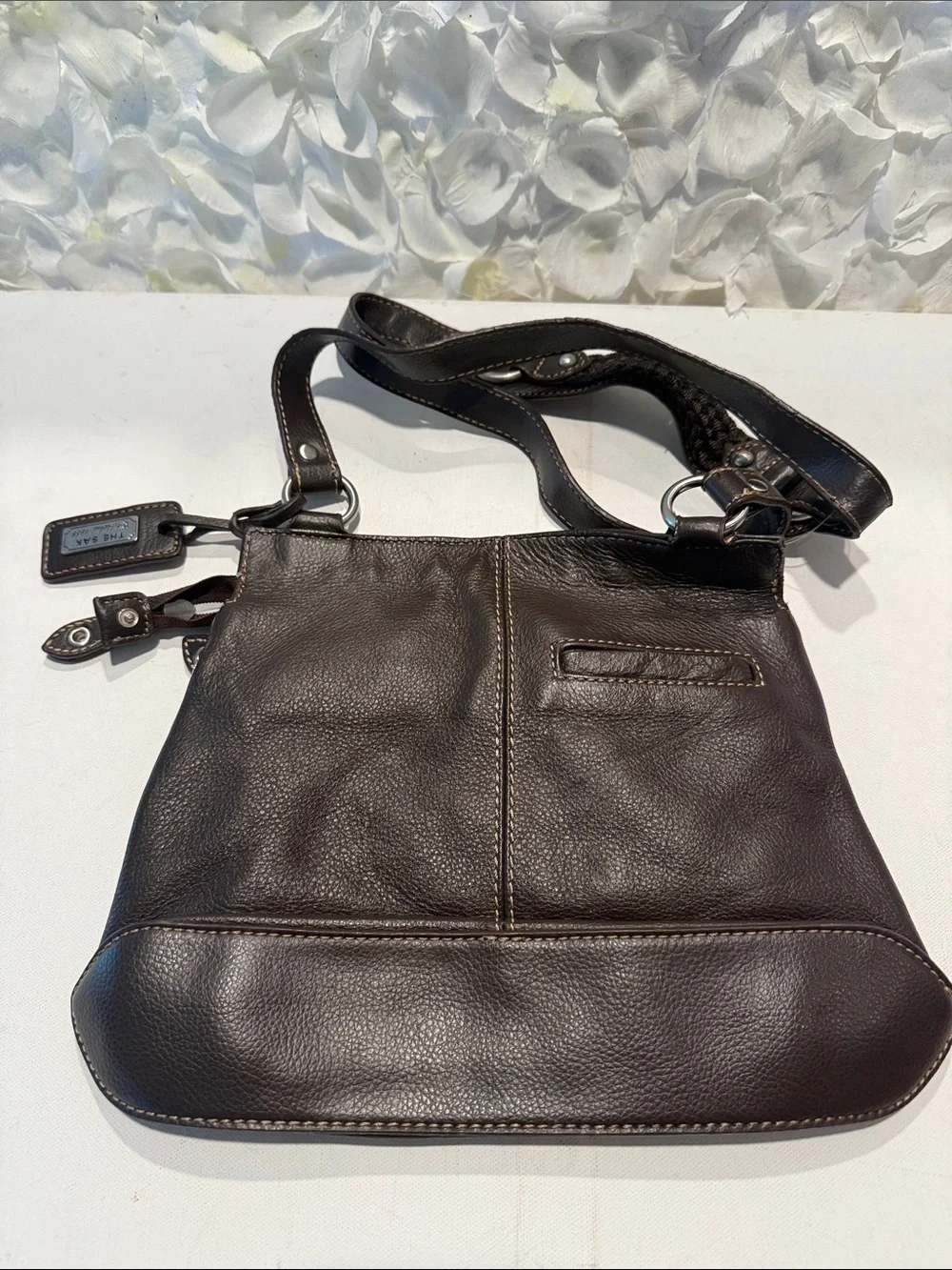 The Sak Dark Brown Leather Messenger Crossbody